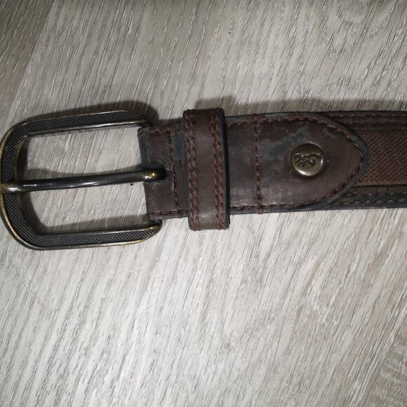 2 / $30.00 - Browning Men's Size 40 Leather Dark Brown Belt with Brass Buckle - Picture 4 of 11